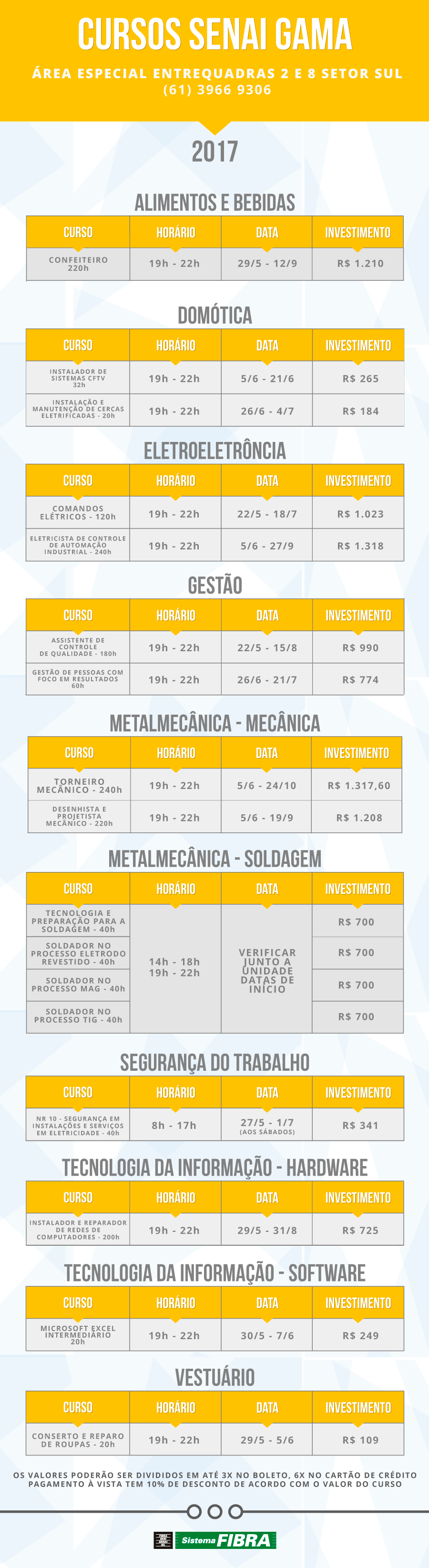 cursos senai gama maio 2017