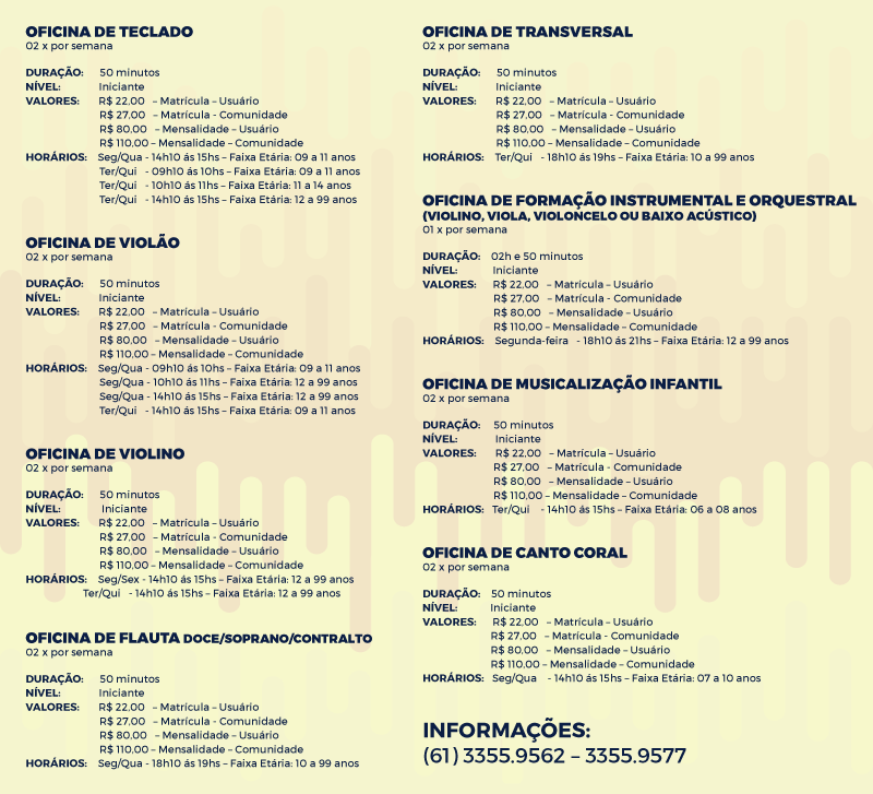 oficina cultural sesi taguatinga tabela